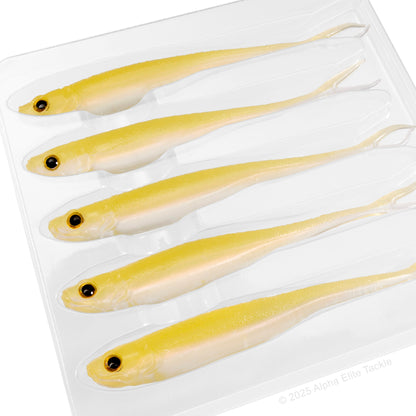 Close up of the Engine Like 3.0 Strolling Minnow in the color Freshwater Wakasagi on a white background.