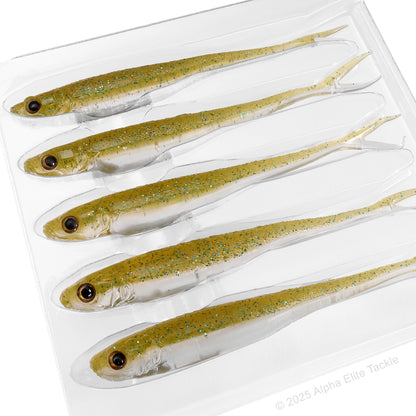 Close up of the Engine Like 3.0 Strolling Minnow in the color Gripan Blue Shad on a white background.
