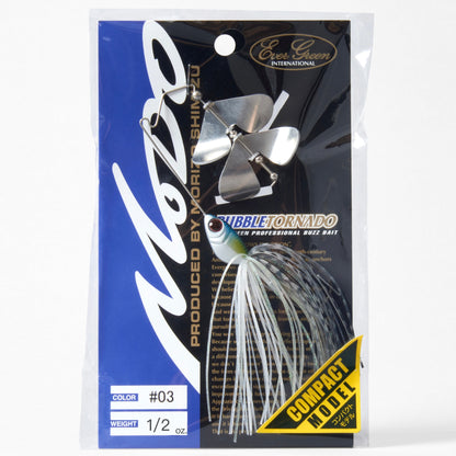 Package containing the Evergreen Bubble Tornado Double Blade Buzzbait in the color Hass