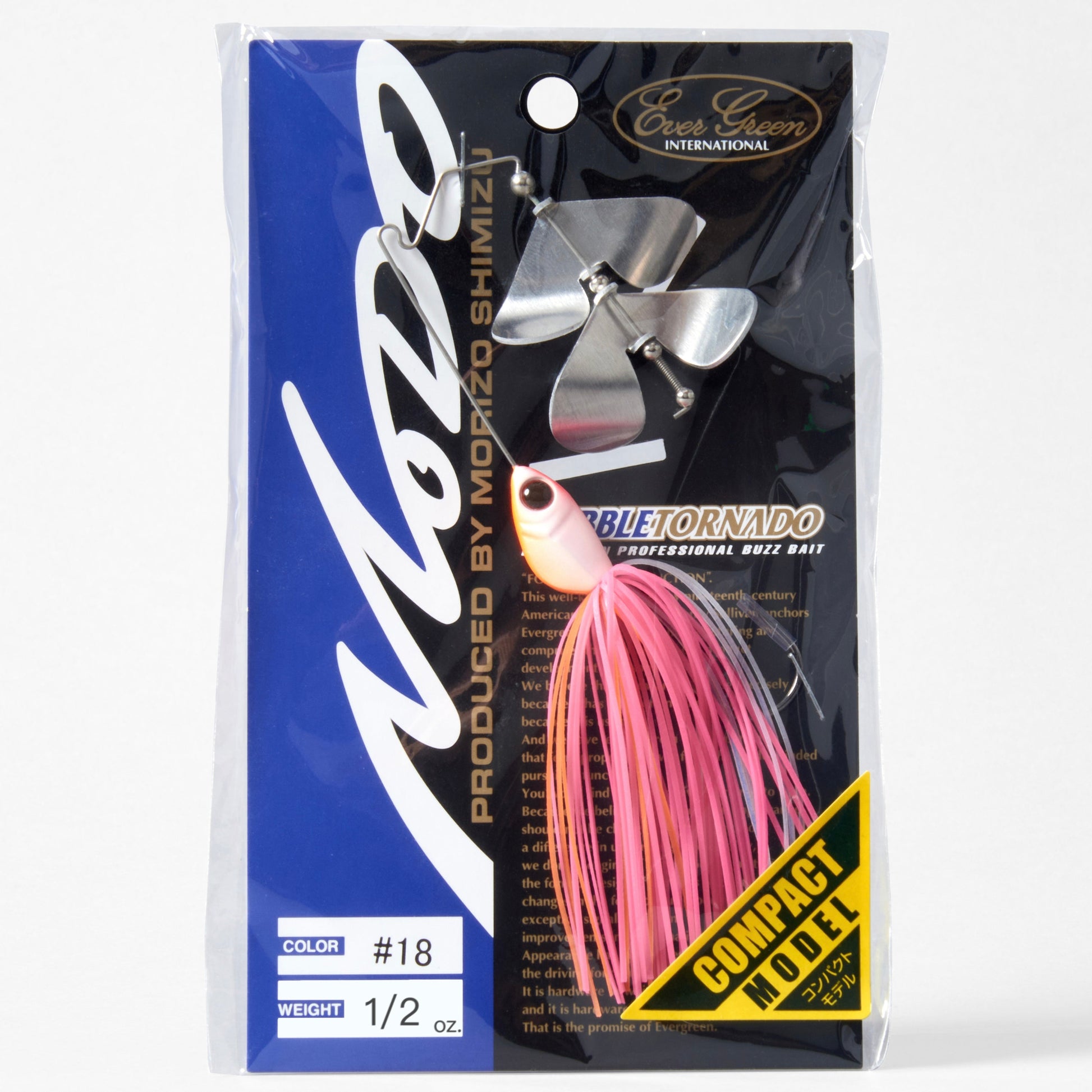 Package containing the Evergreen Bubble Tornado Double Blade Buzzbait in the color Pink