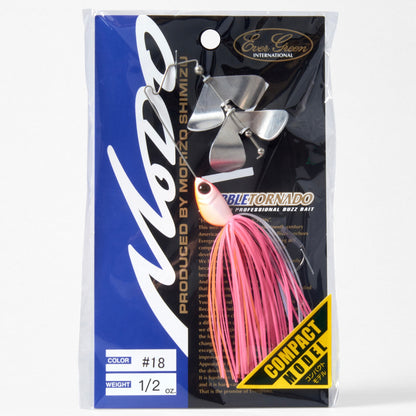 Package containing the Evergreen Bubble Tornado Double Blade Buzzbait in the color Pink