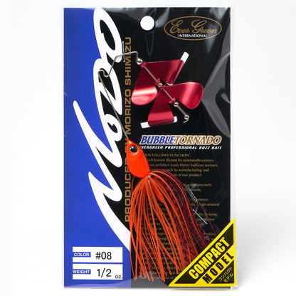 Package containing the Evergreen Bubble Tornado Double Blade Buzzbait in the color Prespawn Dynamite