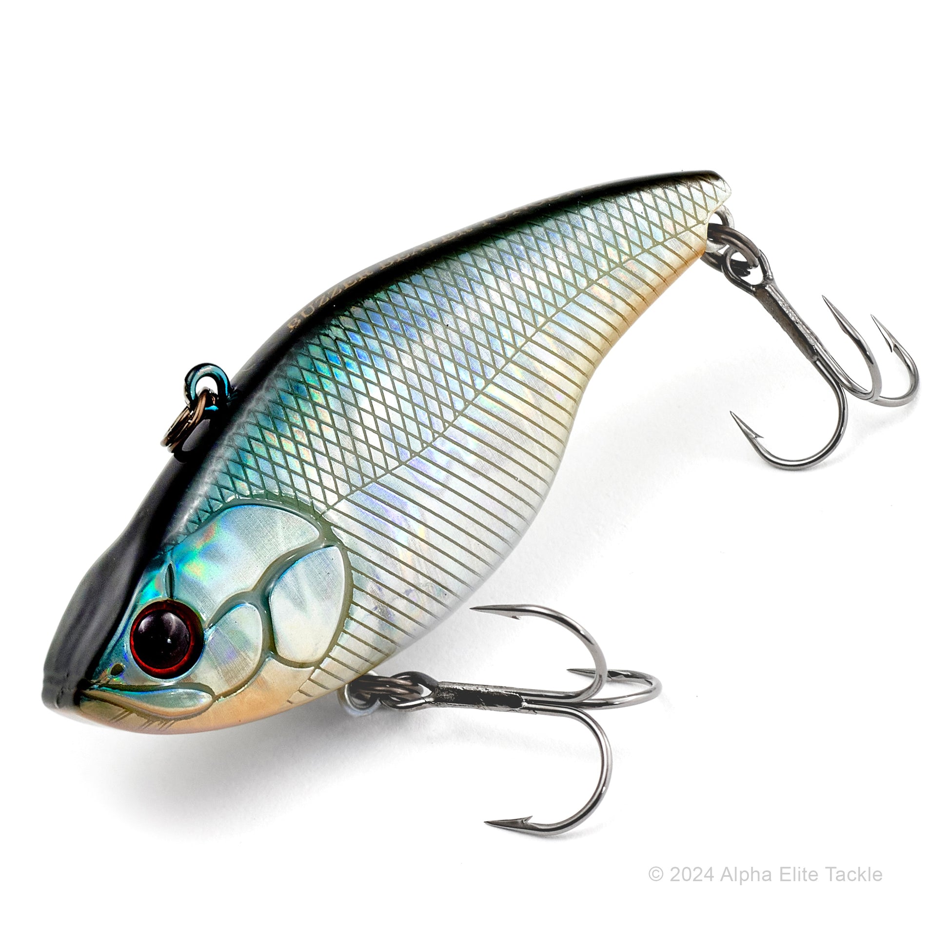 Fishing lure with a detailed design on a white background