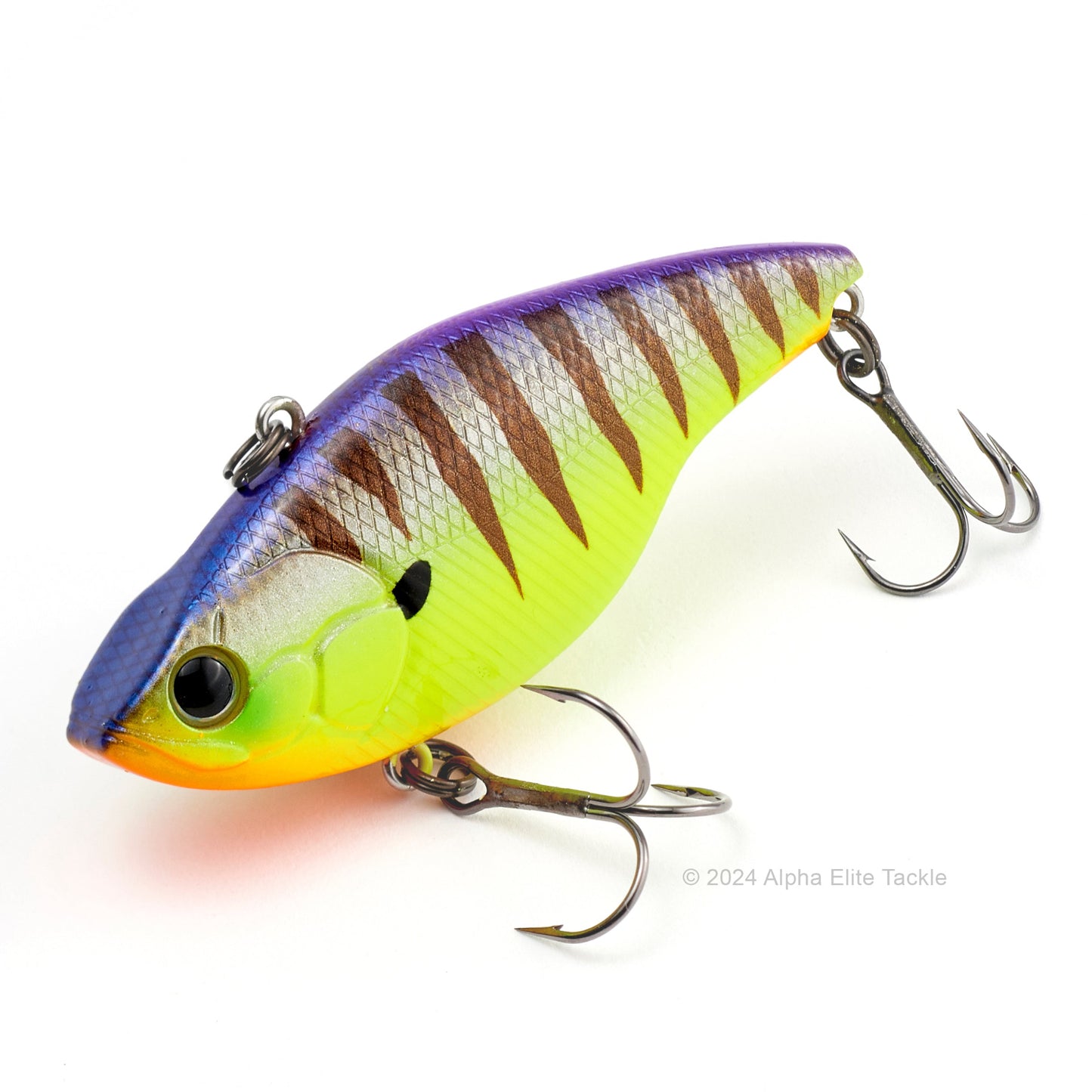 Close up of the Evergreen Buzzer Beater Tungsten Lipless Crankbait fishing lure in the color OK Chart on a white background
