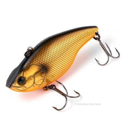 Close up of the Evergreen Buzzer Beater Tungsten Lipless Crankbait fishing lure in the color Stain Gold on a white background