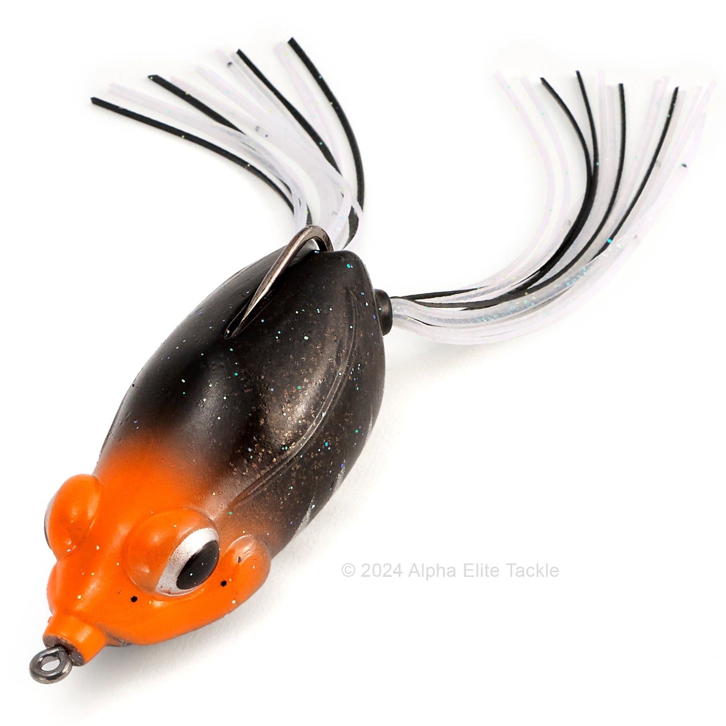Close up of the Evergreen Kicker Hollow Body Frog in the color Black Bone on a white background