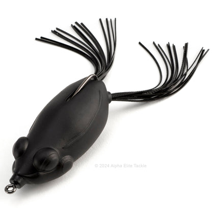 Close up of the Evergreen Kicker Hollow Body Frog in the color Matte Black on a white background