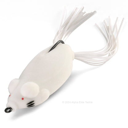 Close up of the Evergreen Kicker Hollow Body Frog in the color White Mouse on a white background