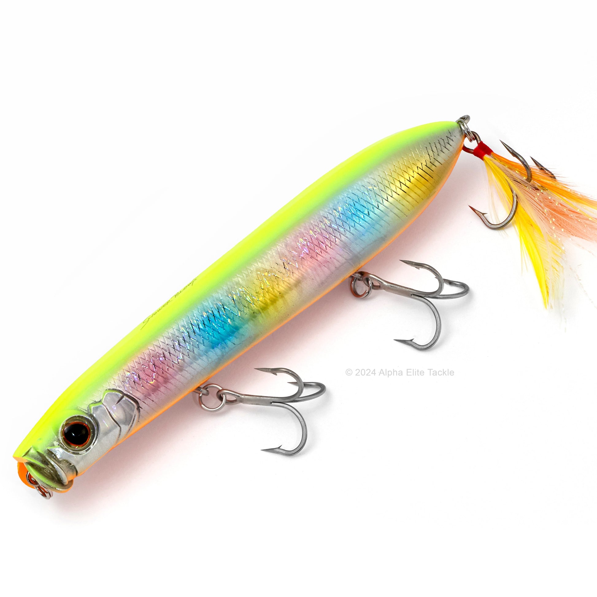 Close up of the Evergreen Showerblows SB125 Topwater in the color Chart Cotton Candy on a white background