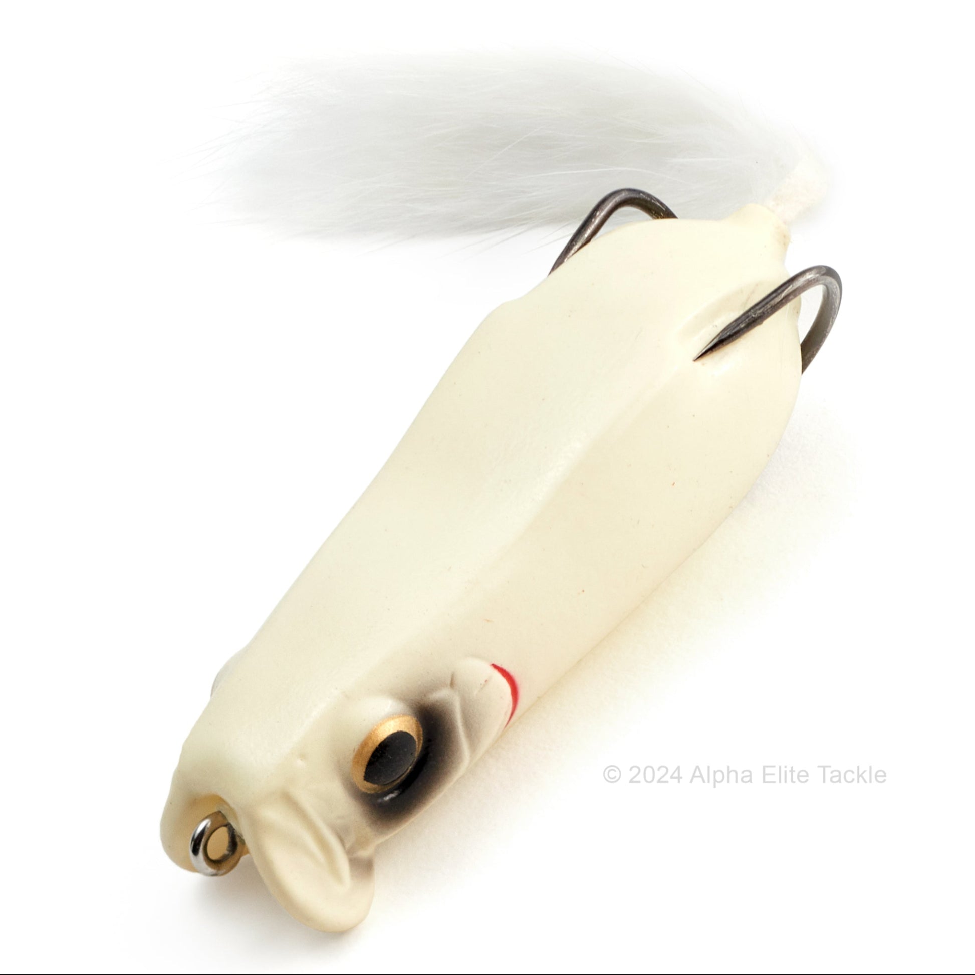 Close up of the Evergreen Showerblows Softshell SS 77 Hollow Body Frog in the color Bone.