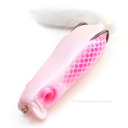Close up of the Evergreen Showerblows Softshell SS 77 Hollow Body Frog in the color Morizo Pink
