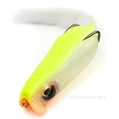 Close up of the Evergreen Showerblows Softshell SS 77 Hollow Body Frog in the color Skeleton Chart
