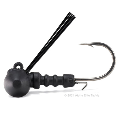 Close up of the Evergreen Tungsten Blow Football Jig without it's skirt on a white background.