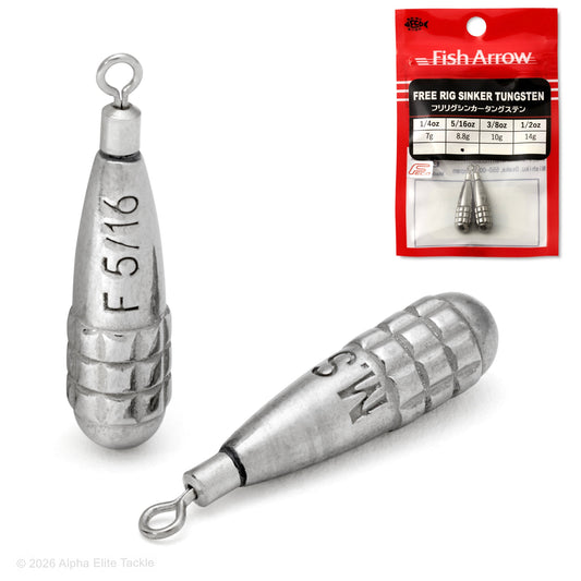 Two fishing sinkers and their packaging on a white background