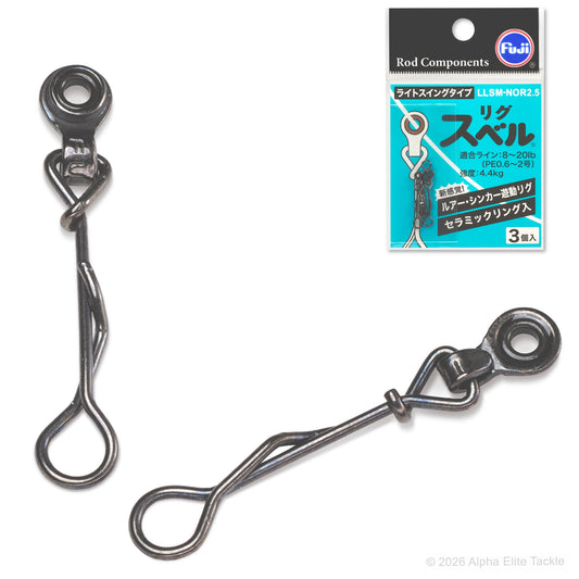 Two individual and one package of the Fuji Free Rig Ceramic Ring Snap in the model LLSM-NOR2.5