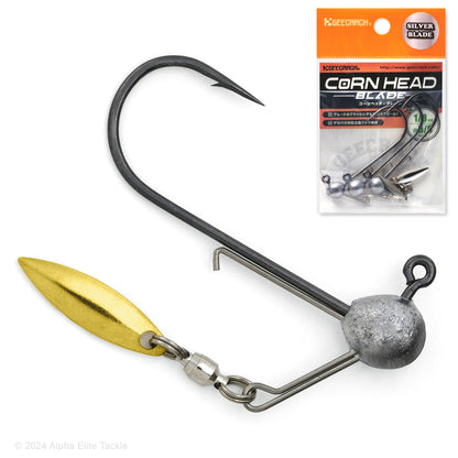 GeeCrack Corn Head Blade Strolling Jig with gold blade and silver head