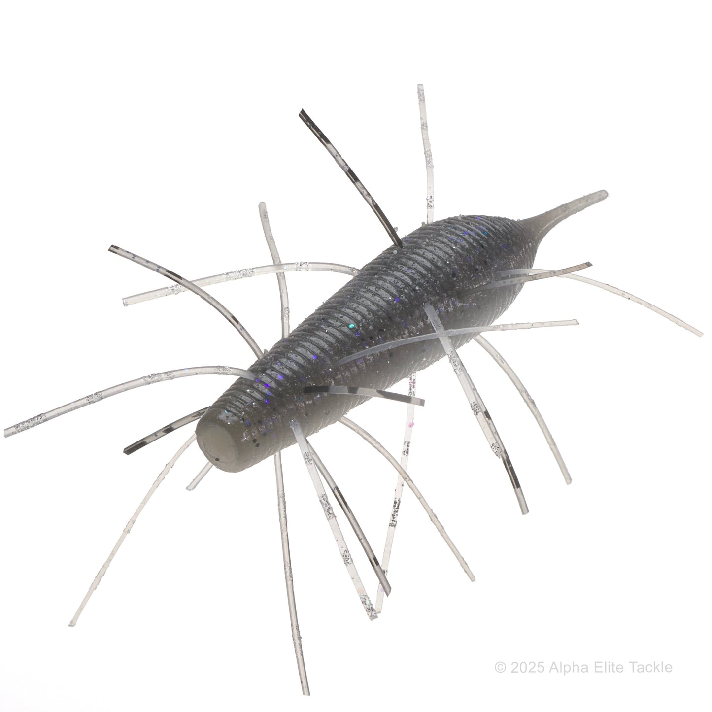 Greecrack Imo Kemushi Creature soft plastic bait in the color Electric Shad on a white background