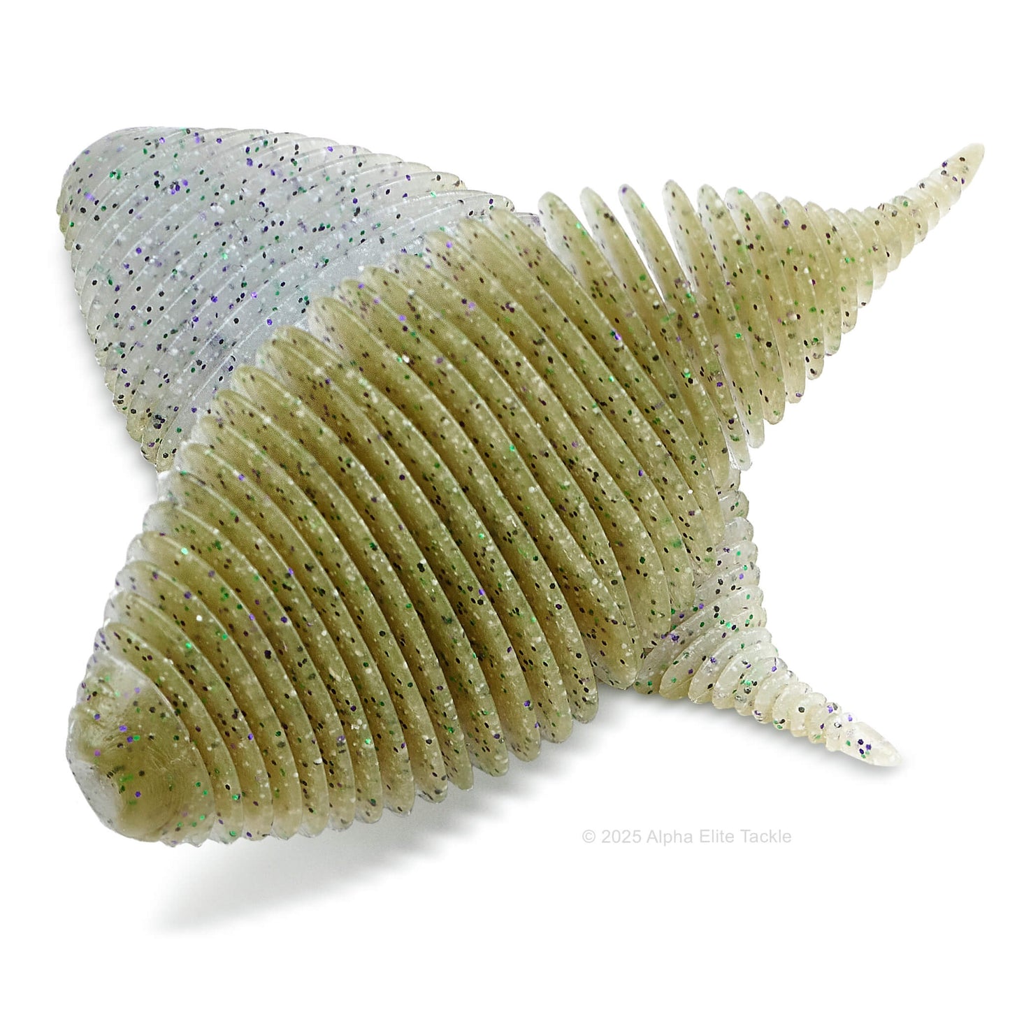 Greecrack Bellows Gill Creature soft plastic bait in the color Light Gill Candy on a white background