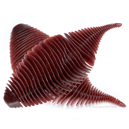 Close up of the Geecrack Bellows Gill Creature Bait in the color Scuppernong on a white background