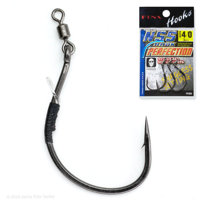 Close up of the Hayausa Fina NSS Perfection hook with it's packaging