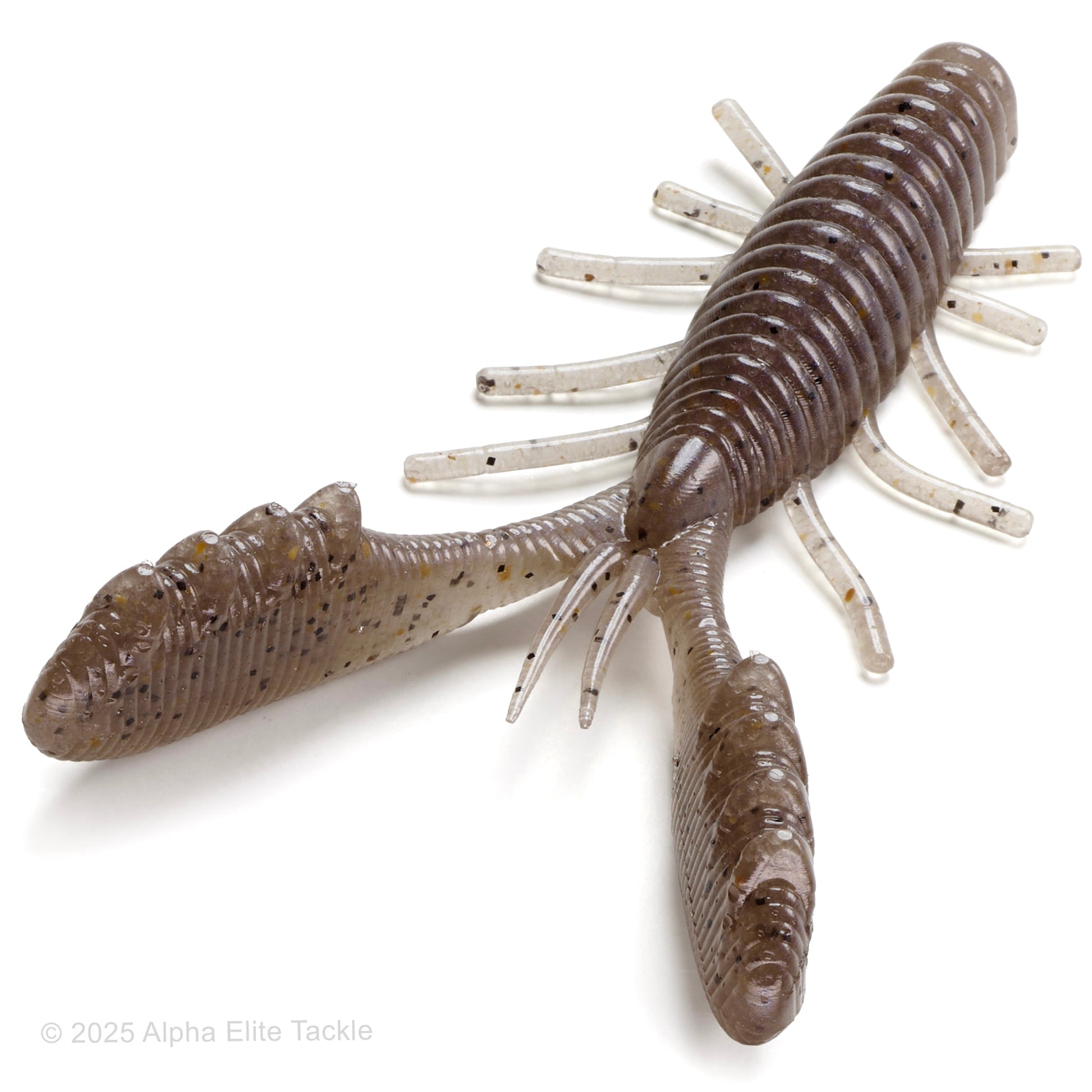 Realistic crawfish fishing lure on a white background