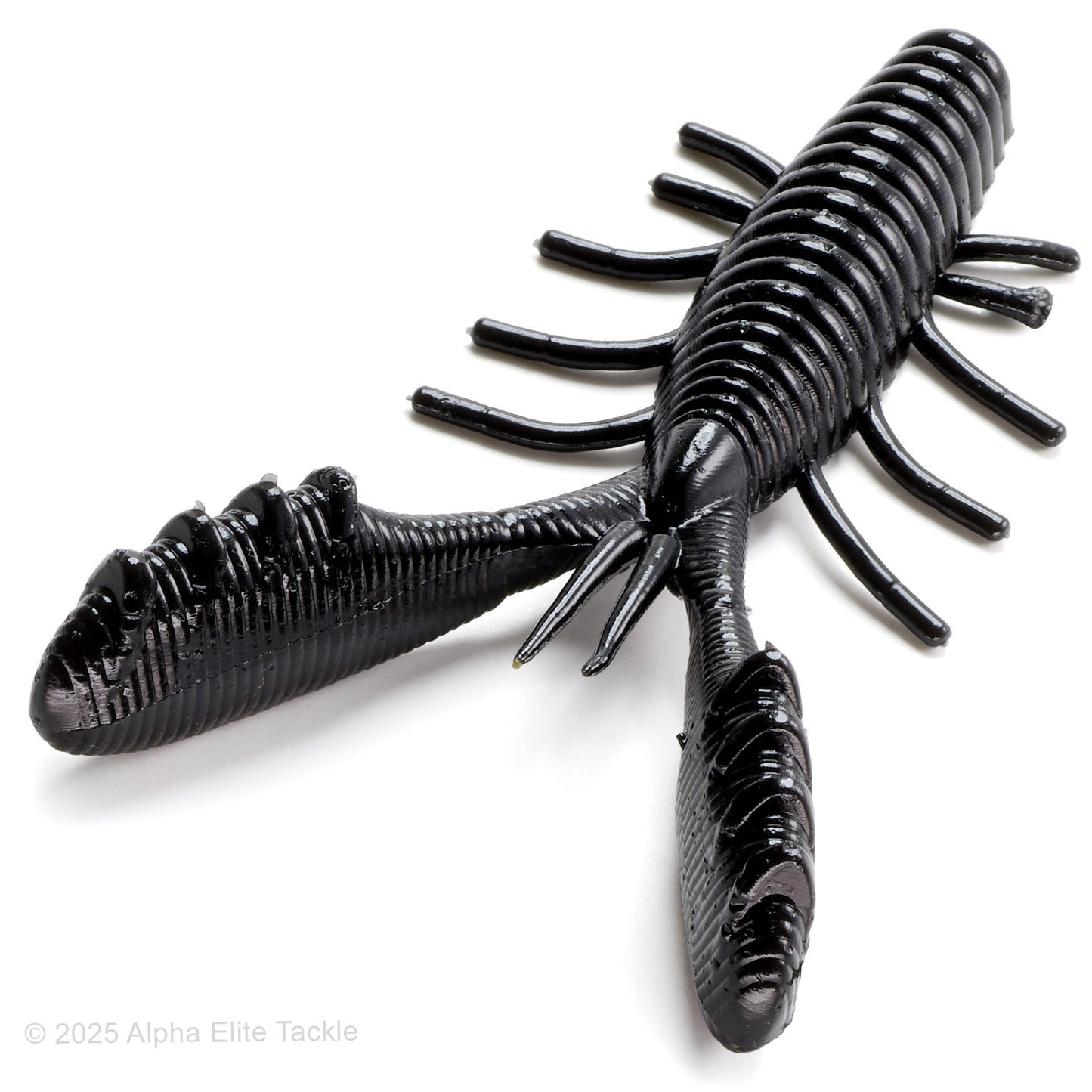 Close up of the HideUp Stagger Craw in the color Solid Black on a white background