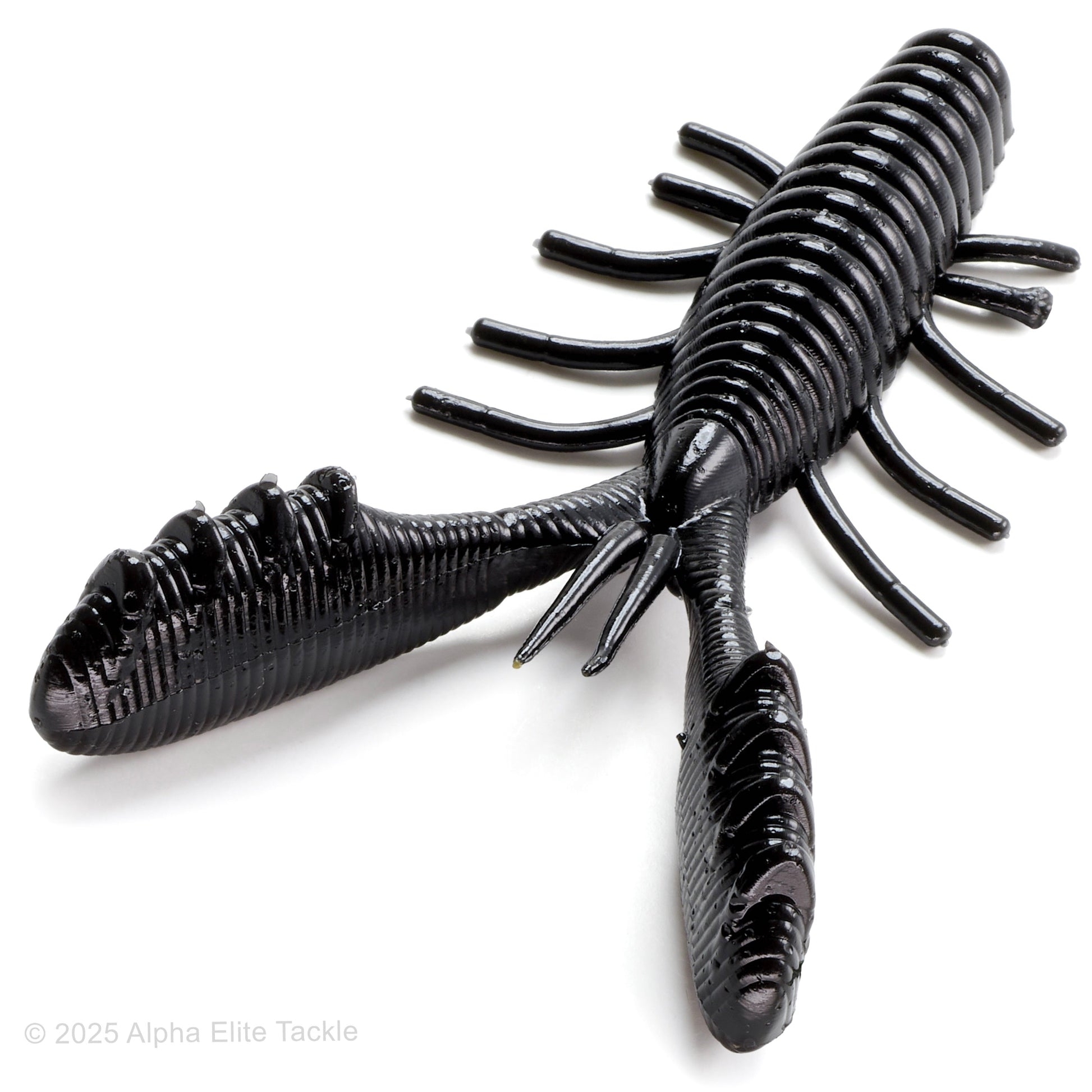 Close up of the HideUp Stagger Craw in the color Solid Black on a white background