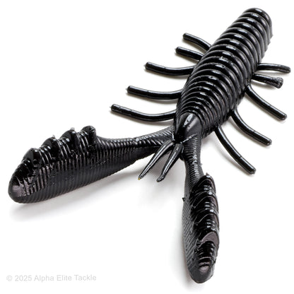 Close up of the HideUp Stagger Craw in the color Solid Black on a white background