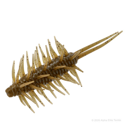 Single Hideup Coike Shrimp creature bait in the color Light Green Pumpkin on a white background