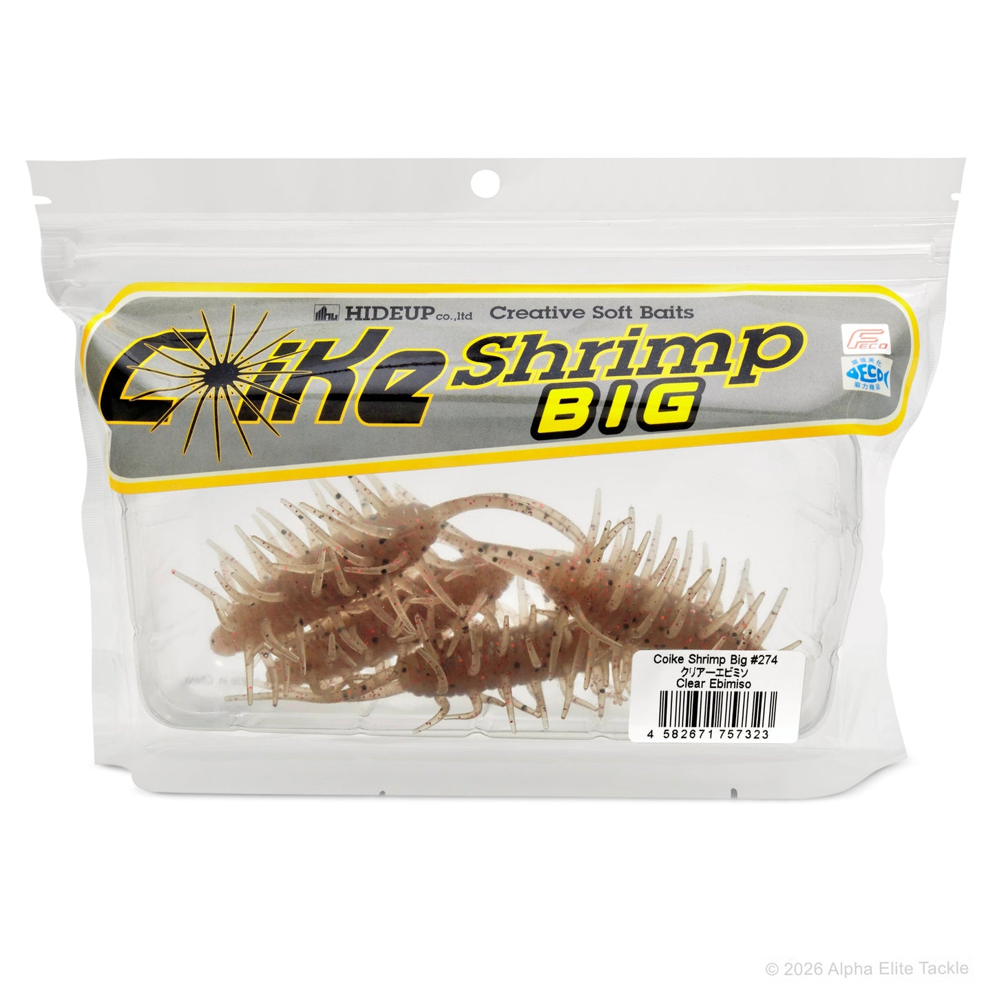 Package of Hideup Coike Shrimp in the color Clear Ebimiso on a white background