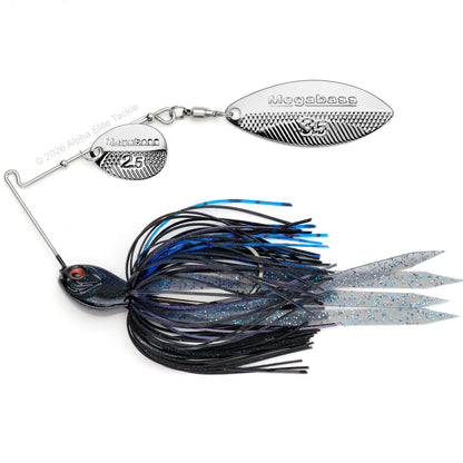 Megabass SV-3 Slow Roll spinner bait with a black and blue skirt