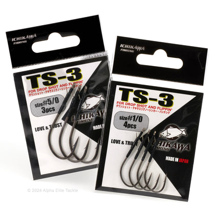 Two packages of ICHIKAWA Fishing TS-3 Power Shot, Flipping hook on a white background
