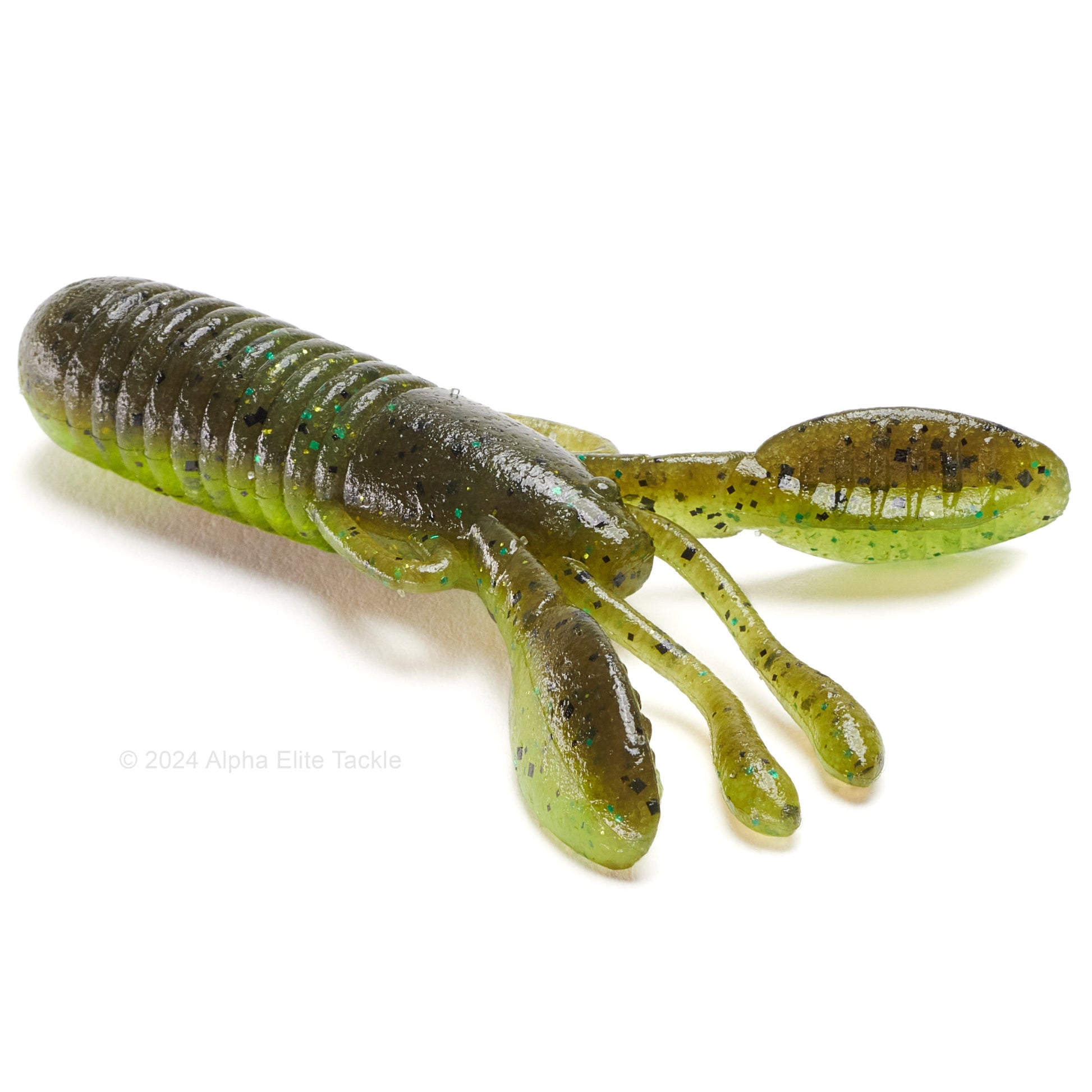 Close up of the Jackall Cover Craw in the color green pumpkin chart on a white background