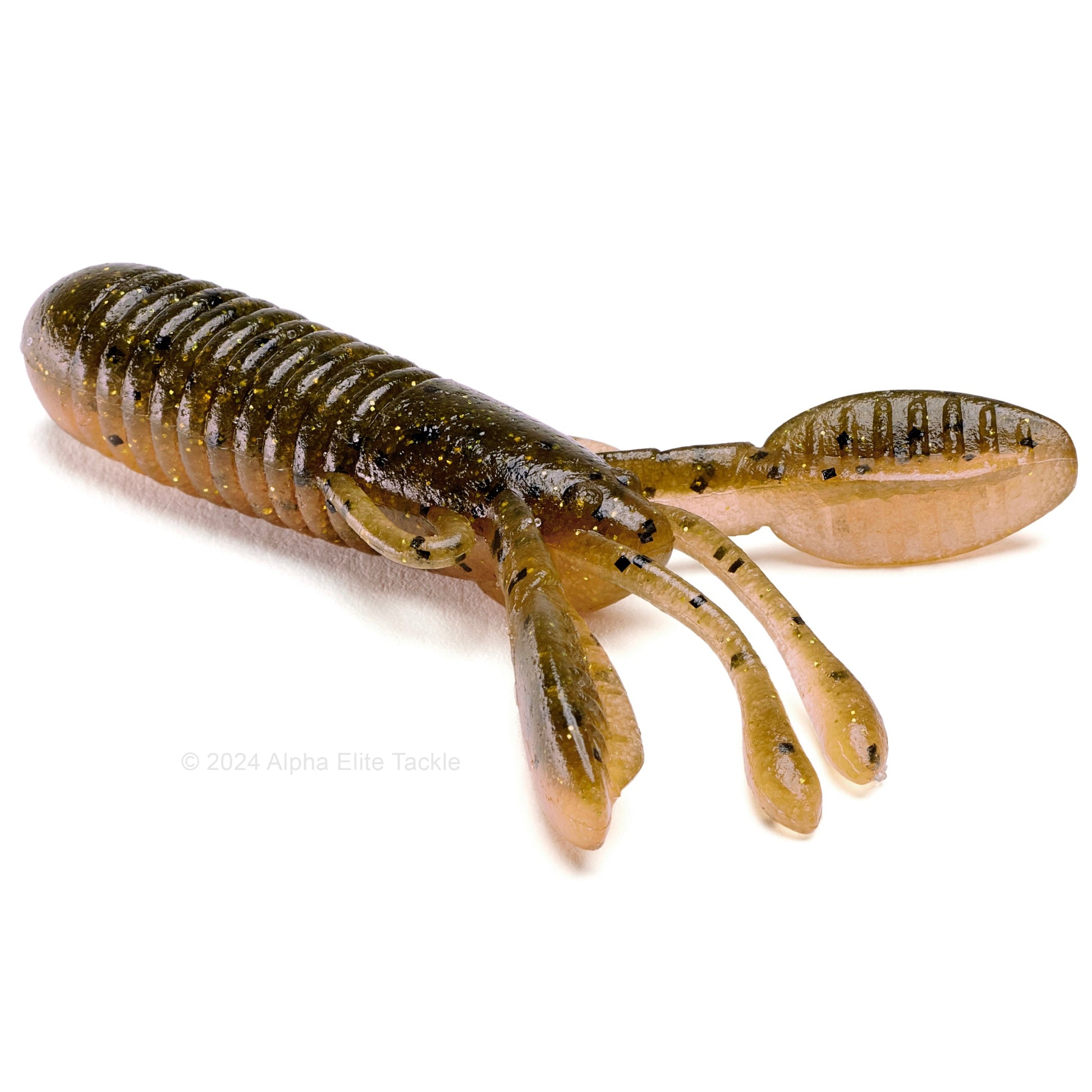 Close up of the Jackall Cover Craw in the color spawn gill on a white background
