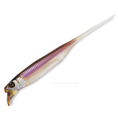 Close up of the Jackall Drift Fry 3.0 Strolling Minnows in the color Ghost Wakasagi on white background