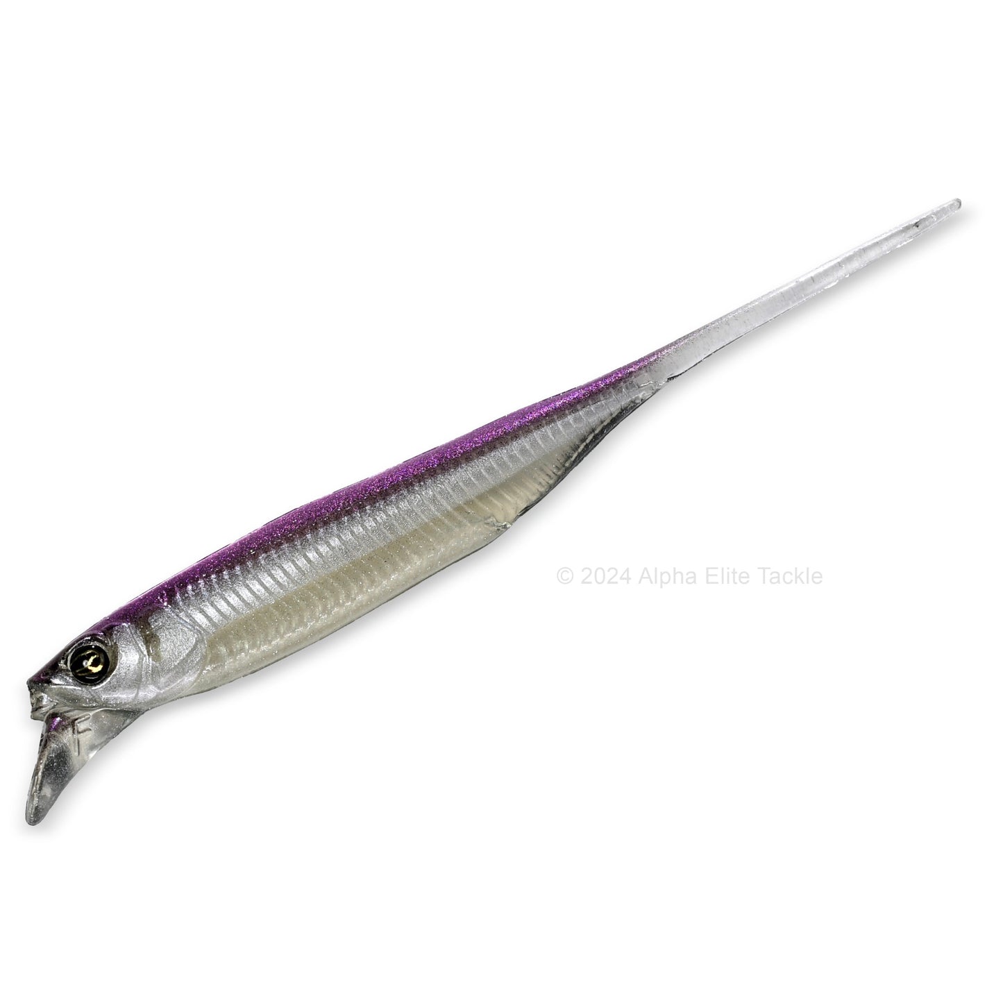 Close up of the Jackall Drift Fry 3.0 Strolling Minnows in the color Deadly Bait on white background