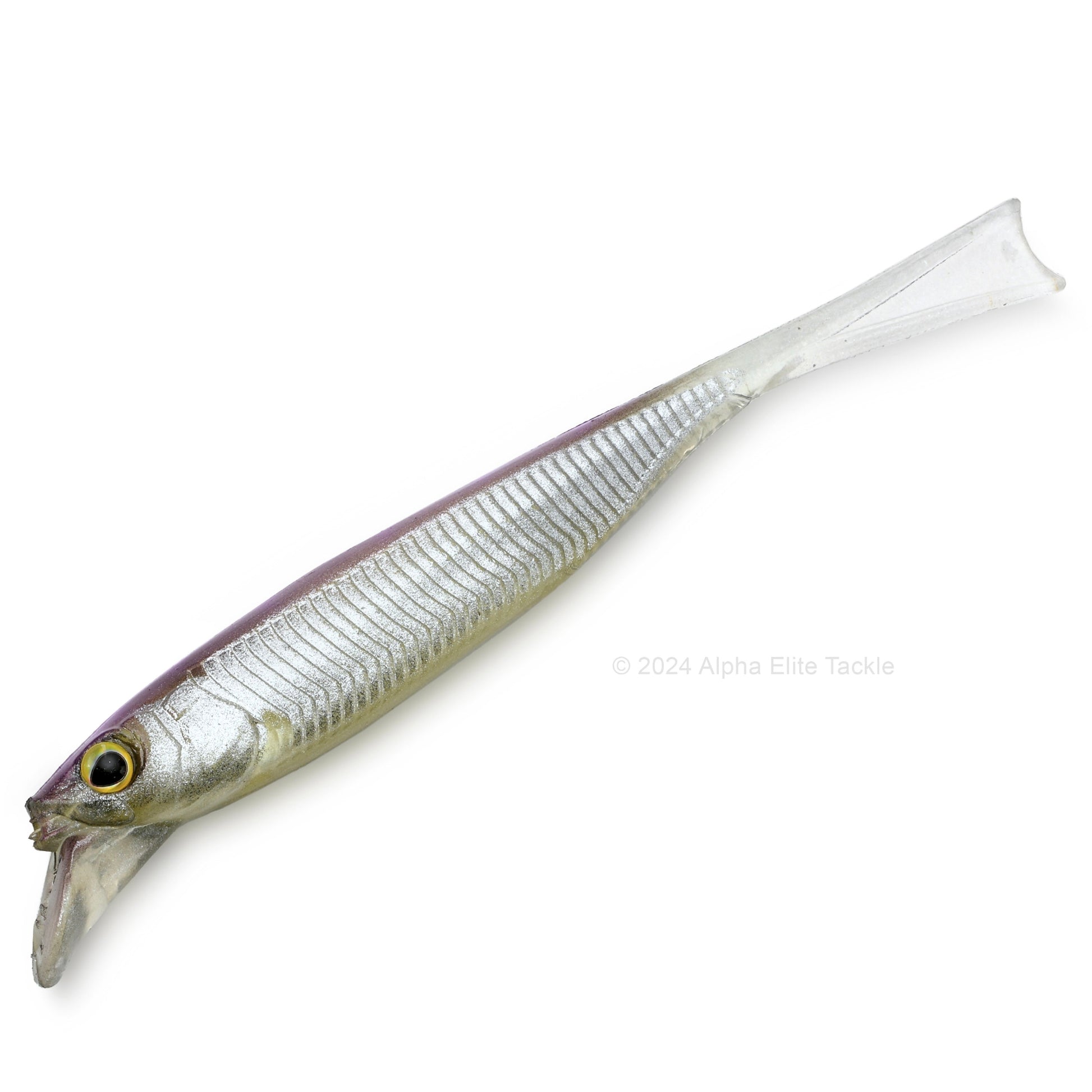 Close up of the Jackall Drift Fry 4.0 Strolling Minnows in the color Deadly Bait on white background