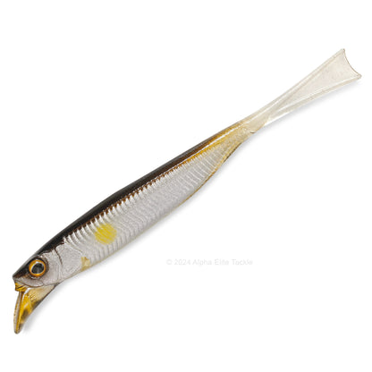 Close up of the Jackall Drift Fry 4.0 Strolling Minnows in the color Silver Powder Ayu on white background