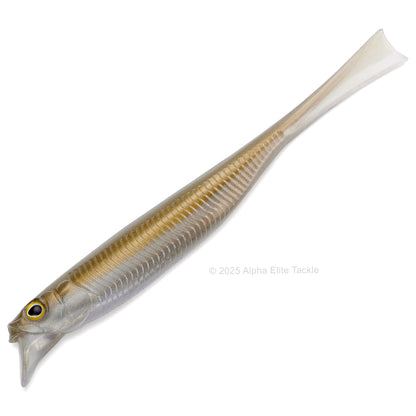 Close up of the Jackall Drift Fry 5.2 Strolling Minnows in the color Gold Shad on white background