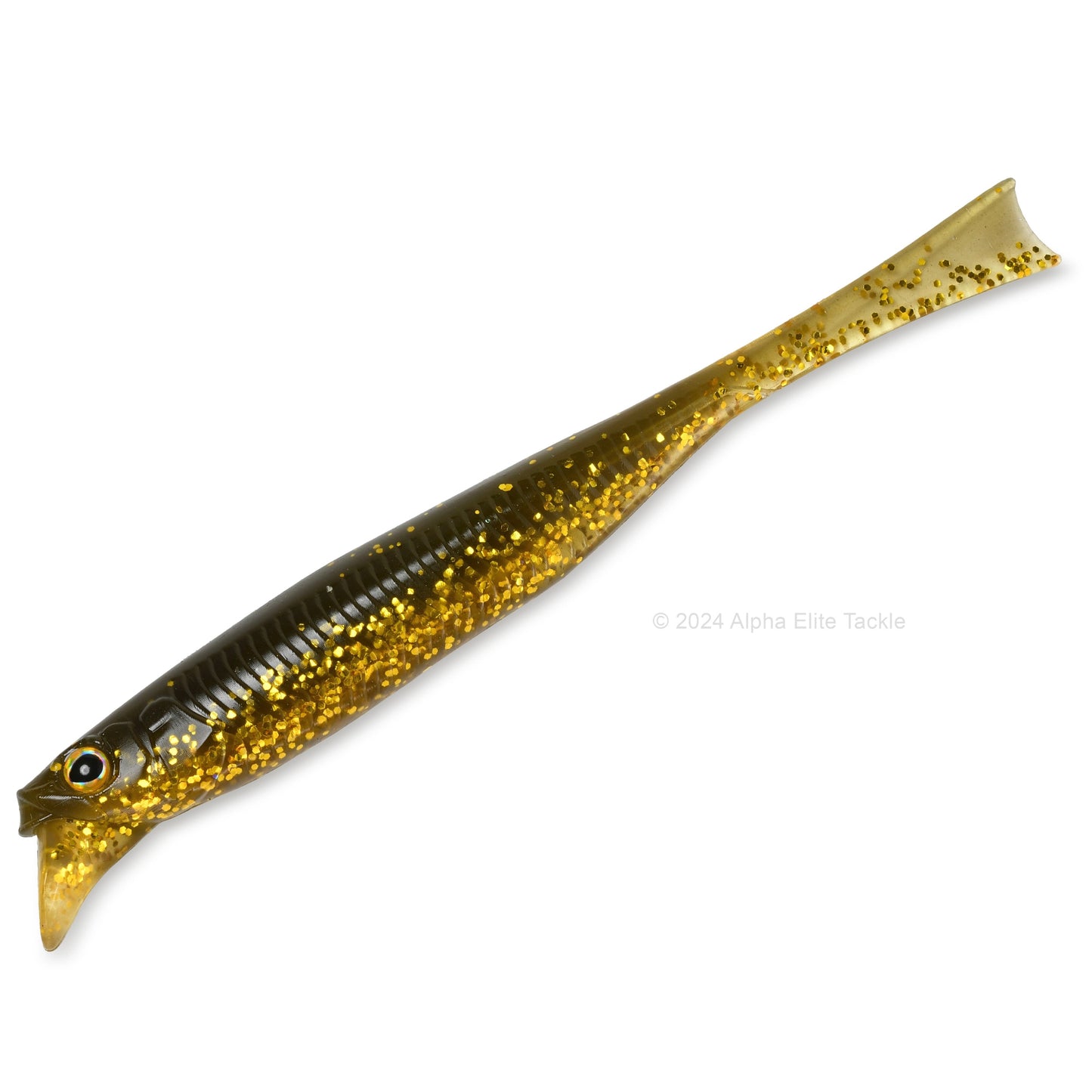 Close up of the Jackall Drift Fry 5.2 Strolling Minnows in the color Mamo Kinkuro on white background