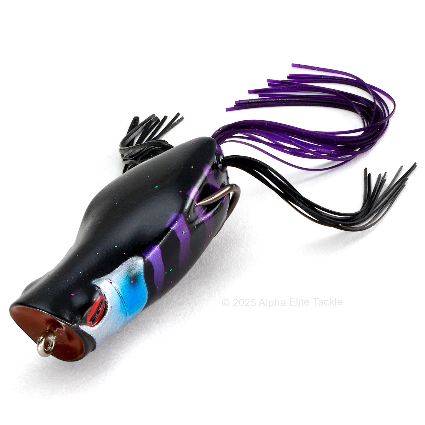 Close up of the Jackall Gavacho Hollow Body Frog in the color Black Gill on white background