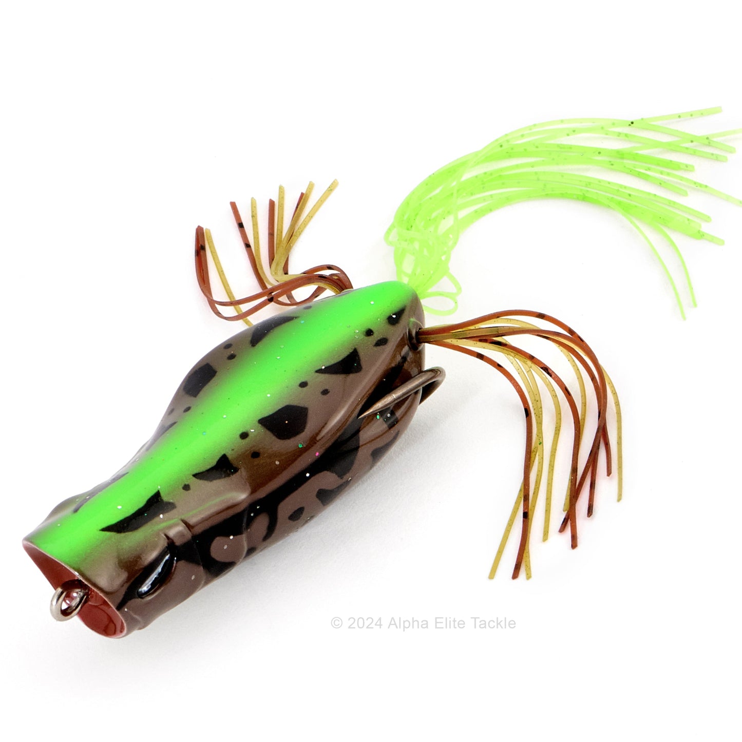 Close up of the Jackall Gavacho Hollow Body Frog in the color Maruhata Vigi Brown on white background