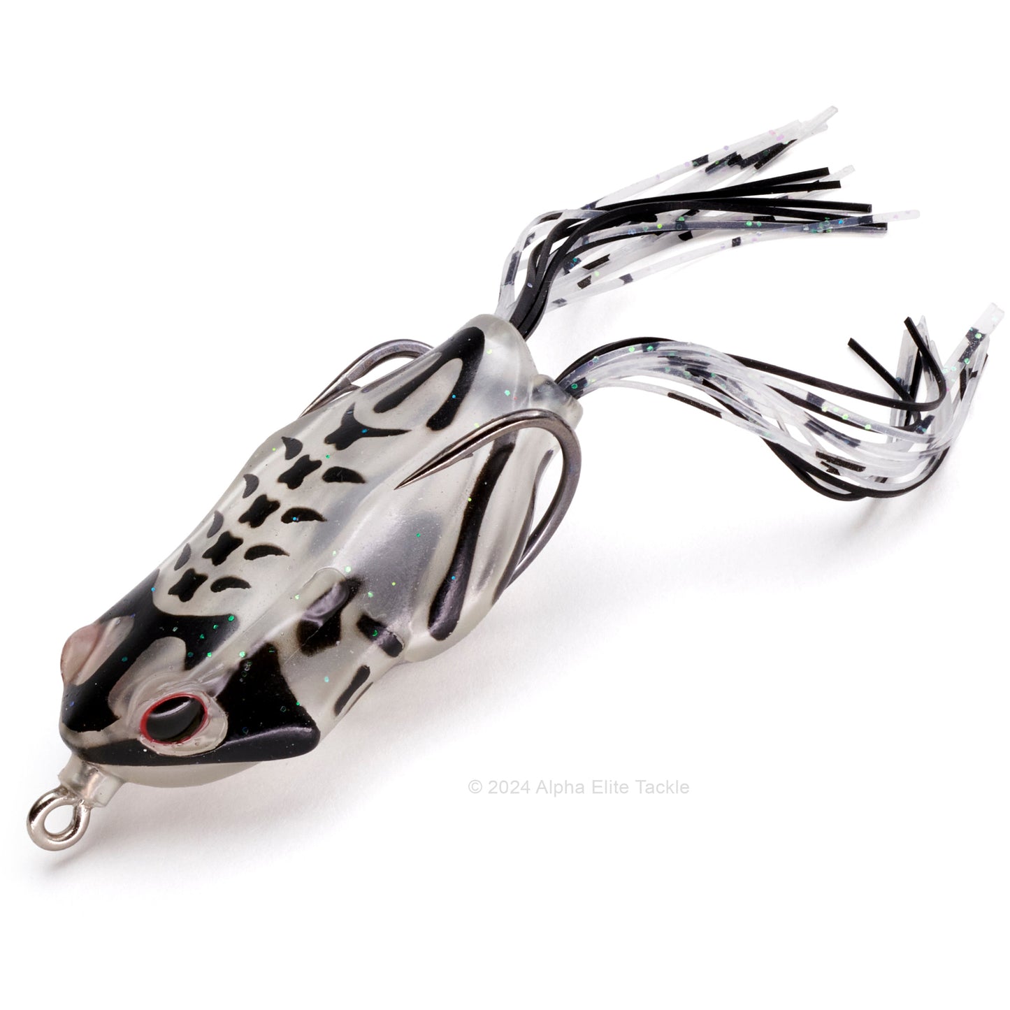 Close up of the Jackall Kaera Hollow Body Frog in the color Glass Frog Bone on white background