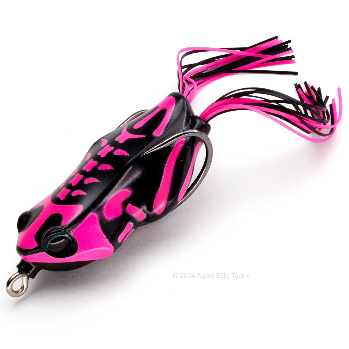 Close up of the Jackall Kaera Hollow Body Frog in the color PB Frog Bone on white background