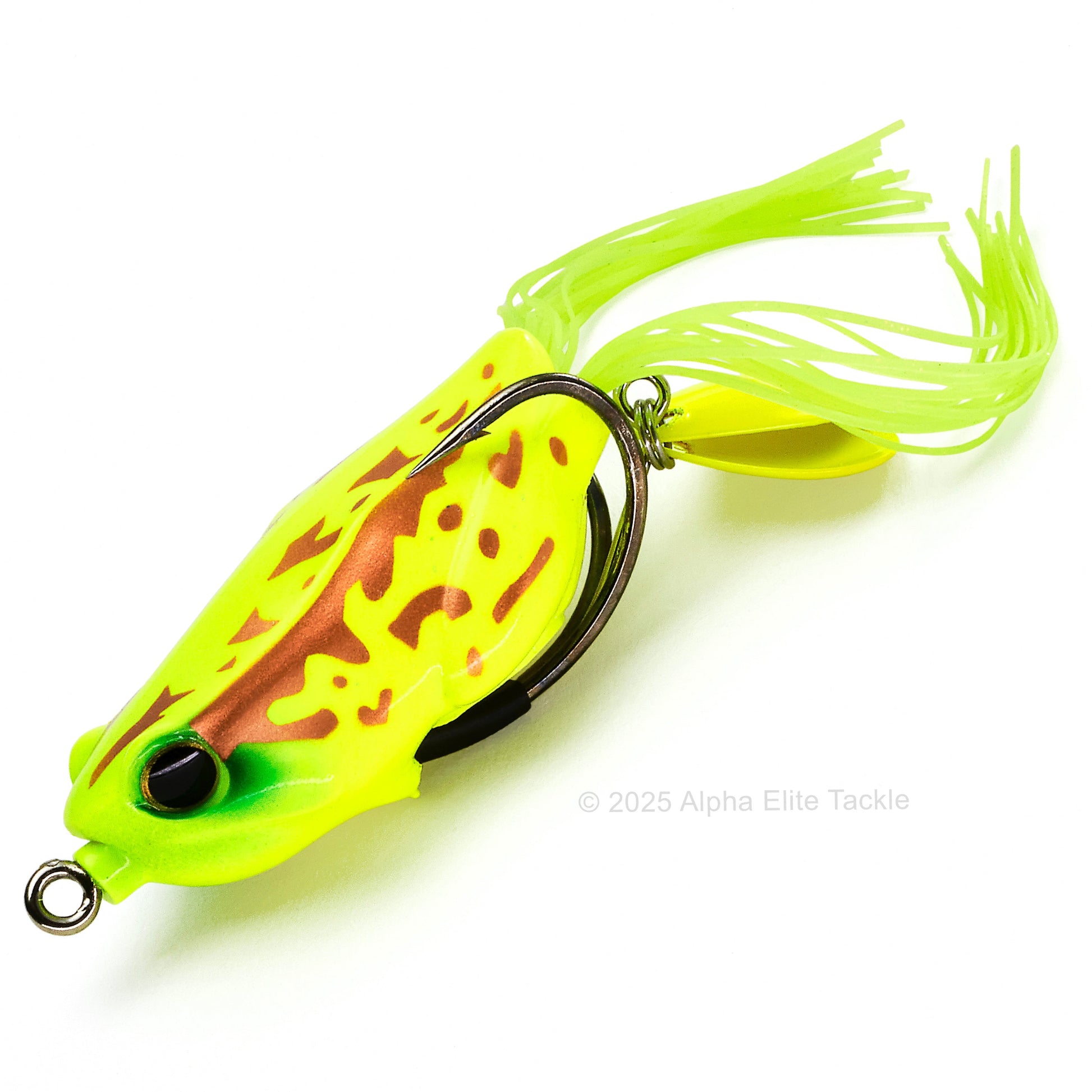 Close up of the Jackall Kaera S2 Beat Hollow Body Frog in the color Appeal Chart Beat on white background