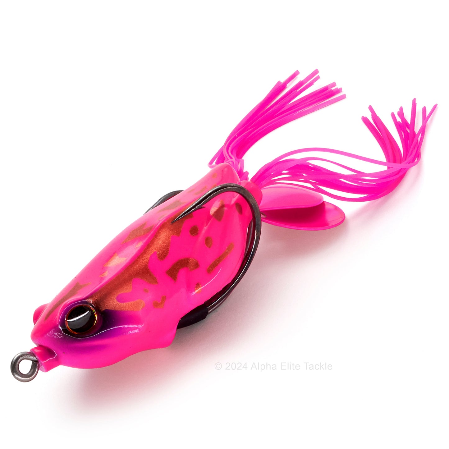 Close up of the Jackall Kaera S2 Beat Hollow Body Frog in the color Appeal Pink Beat on white background