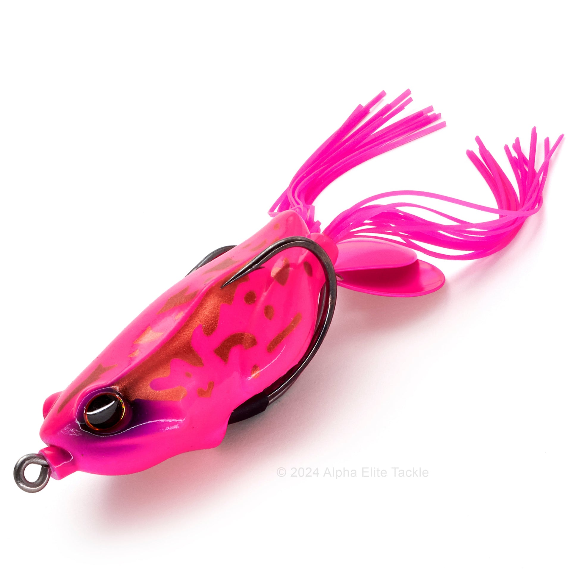 Close up of the Jackall Kaera S2 Beat Hollow Body Frog in the color Appeal Pink Beat on white background