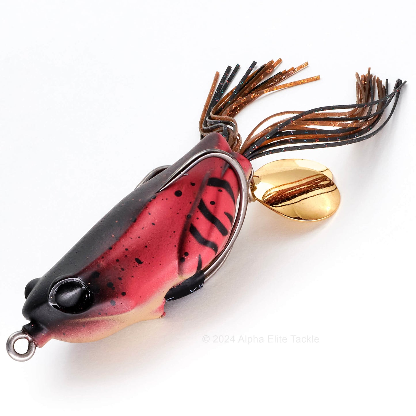Close up of the Jackall Kaera S2 Beat Hollow Body Frog in the color Japanese Brown Frog on white background