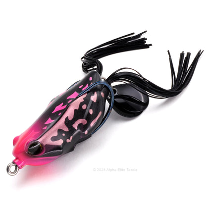 Close up of the Jackall Kaera S2 Beat Hollow Body Frog in the color Pink Black Beat on white background