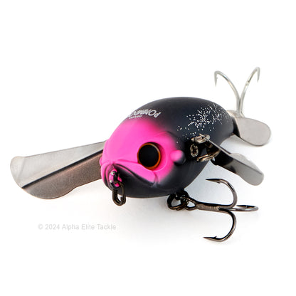 Close up of the Jackall Micro Pompadour Topwater Crawler in the color Pink Head on a white background
